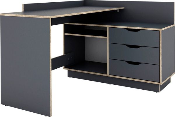 Winkelschreibtisch / Rechts oder Links montierbar / 3 Schubkästen / Anthrazit- Kanten in Sonoma Eiche /Bürotisch / Eckschreibtisch / Schreibtisch / B 129, H 83,5, T 105 cm