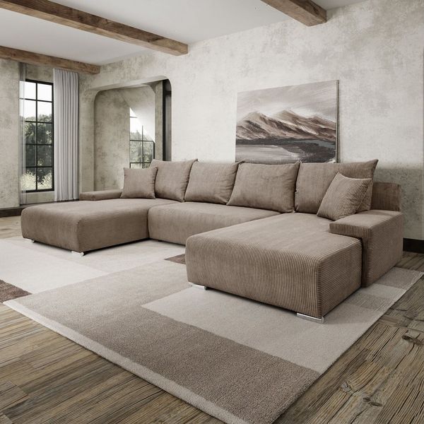 Kaiser Möbel Ecksofa Sofa U form, Couch U form Livorno U stoff Poso, komfortabel, bequem, praktisch