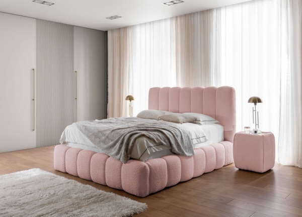 Polsterbett Doppelbett Set. 3 CARSON 120x200cm Stoff Catch Me Rosa