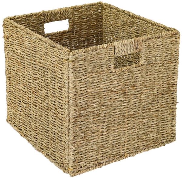 HMF Regalkorb Aufbewahrungskorb, Korb geflochten aus Seegras, passend für Kallax Regale 32 x 34,5 x 32 cm, natur