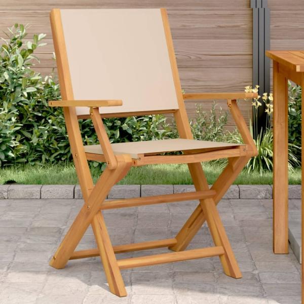 vidaXL Gartenstühle 2 Stk. Beige Massivholz Akazie & Stoff 367672