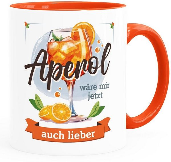 MoonWorks Tasse Tasse mit Spruch Aperol wäre mir jetzt auch lieber Büro Alkohol, Keramik