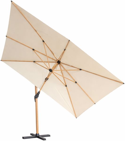 osoltus Ampelschirm Wood Grande KOS Alu mit Kurbel 4 x 3m axial schwenkbar Beige