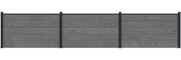 vidaXL Zaunelement 3 pcs WPC und Aluminium Grau 3429440
