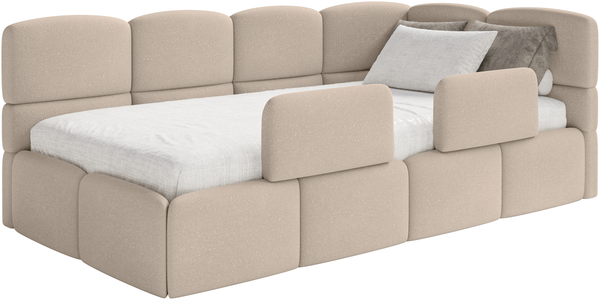 Selsey 'Cloudy' Kinderbett 120x200, Kopfteil rechts, Matratze & Bettkasten, Chenille Beige