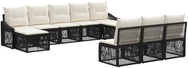 vidaXL Gartensofa-set 10 pcs Schwarz Poly-Rattan 3436126