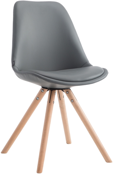 CLP Esszimmerstuhl Laval Rund mit Sitzpolster und runden Holzbeinen,grau natura