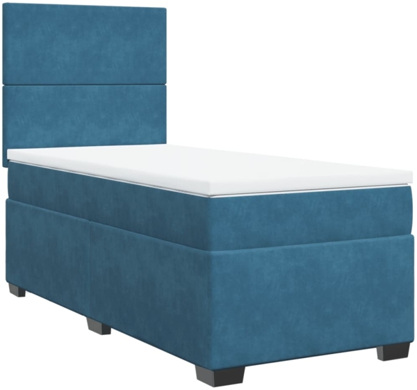 vidaXL Boxspringbett mit Matratze Blau 80x200 cm Samt 3290760