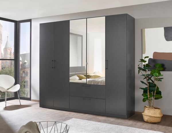 OTTO home Drehtürenschrank Kleiderschrank Schrank Garderobe Wäscheschrank CHALLENGER (Breiten 181/226 cm, Höhen 197/210 cm) mit Spiegeltüren und geräumigen Schubladen MADE IN GERMANY