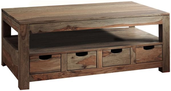 Couchtisch Sheesham 120x70x50 grau geölt NATURE GREY #33