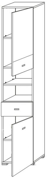 Hochschrank >Barnsley< in Weiß aus MDF - 38x190x31cm (BxHxT) Bild 3