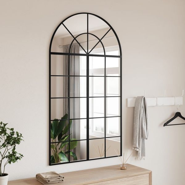 vidaXL Wandspiegel Schwarz 80x140 cm Gewölbt Eisen 3200609