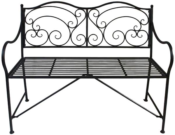Gartenbank RUPERT - 106cm Breit, Stahl, Schwarz | Terrassenbank Wetterfest Sitzbank Outdoor Bank
