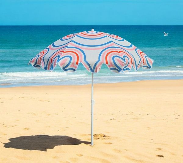 Meinposten Sonnenschirm Strandschirm UV 30+ Balkonschirm grün blau Kreise Streifen