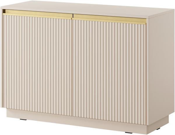 Kommode Rumbed K104 mit 2 Drehtüren (Farbe: Sandbeige / Sandbeige + Gold Anoda)