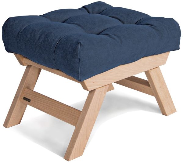 Marior HOME 'ALLEGRO' Pouffe, Buchenholz, Unbehandelt, Blau