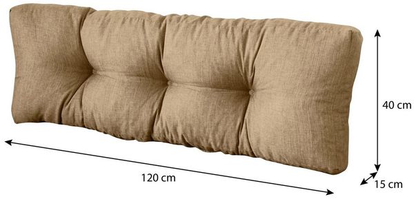 sunnypillow Rückenkissen Palettenkissen gesteppt Rückenkissen 120 x 40 x 15 cm, Sandfarben Bild 3