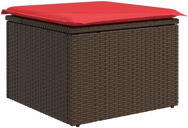 vidaXL Gartenhocker mit Kissen Braun 55x55x37 cm Poly Rattan 366231