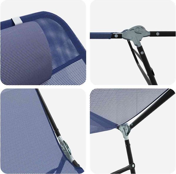 vidaXL Klappbare Sonnenliege Marineblau 182 x 55 x 85,5 cm Textilene 42003154 Bild 7