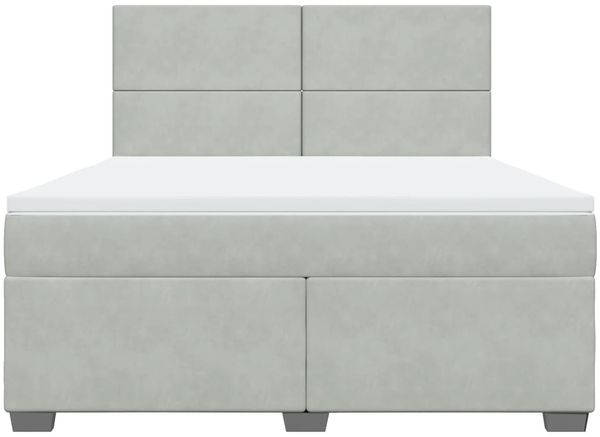 vidaXL Boxspringbett mit Matratze Hellgrau 180x200 cm Samt 3293272 Bild 6