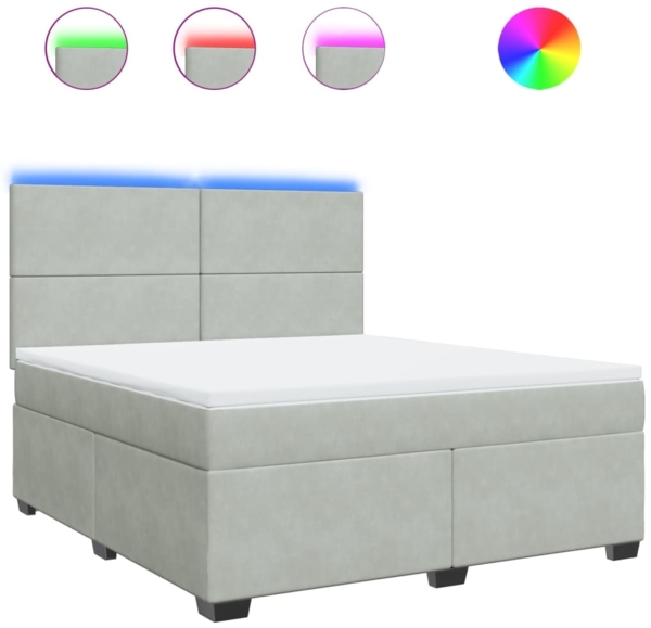 vidaXL Boxspringbett mit Matratze Hellgrau 180x200 cm Samt 3293272