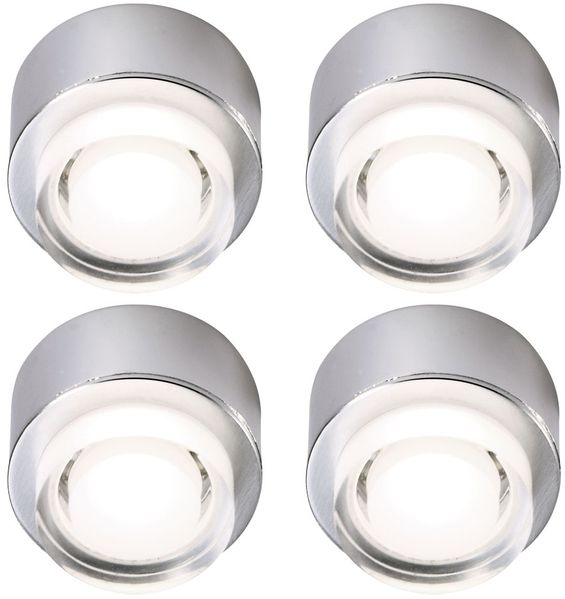 4er Set LED Aufbauleuchte, silber, D 4 cm