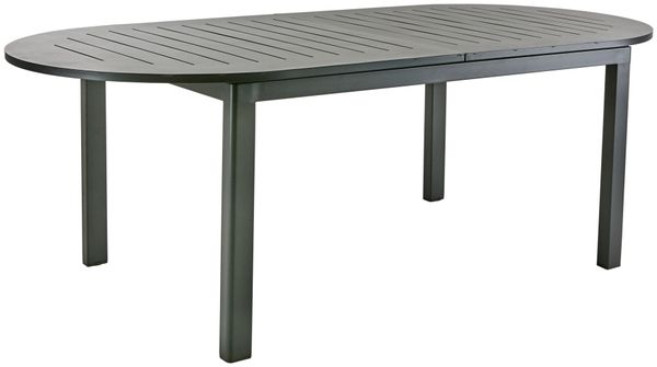 Gartenesstisch Lomma Elipse aus Aluminium, modern ausziehbar, oval in Schwarz, 220-280x110 cm