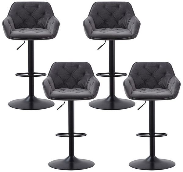 JYMTOM Barhocker höhenverstellbarer, drehbarer Bistrohocker mit Rückenlehne (4 St), mit Samtmaterial, 360° drehbar, komfortabel