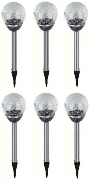 EAXUS LED Solarleuchte 6er Set Solar Gartenleuchte Kugel Leuchte mit Crackle-Licht Solarlampe, LED fest integriert, Farbwechsel, Farbwechsel