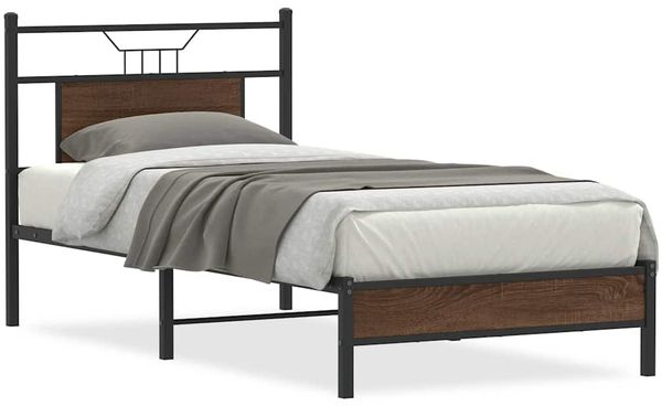 Einzelbettgestell Design für Erwachsene ohne Matratze Braun Eiche 90x190 cm Holzwerkstoff d4189e
