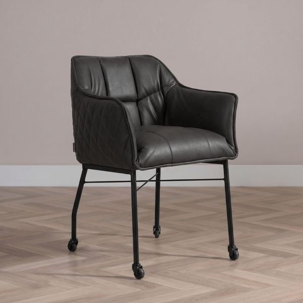 Bronx71 Esszimmerstuhl Leder Royce mit Rollen anthrazit