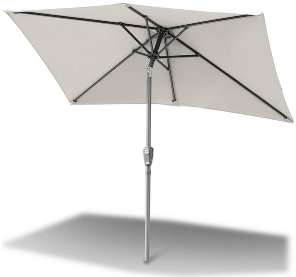 Clanmacy Sonnenschirm Rechteckig Balkonschirm 210x140 cm Sonnenschutz mit kurbel Beige, LxB: 210x140 cm, Stabiler knickbar/für Garten, Balkon, Terasse/Sonnenschutz