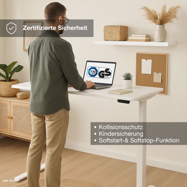 ASSMANN Elektrisch höhenverstellbarer Schreibtisch Y-Line 140x70cm Eiche Tabak Schwarz Metall Holz Melaminoberfläche Bild 6