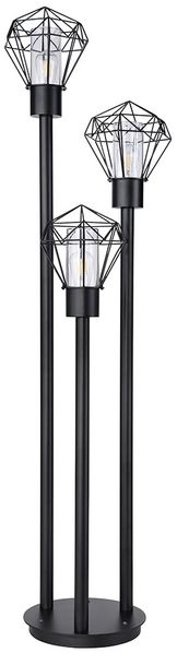 Stehleuchte, Metall schwarz, Gitter, 3 flammig, H 170 cm