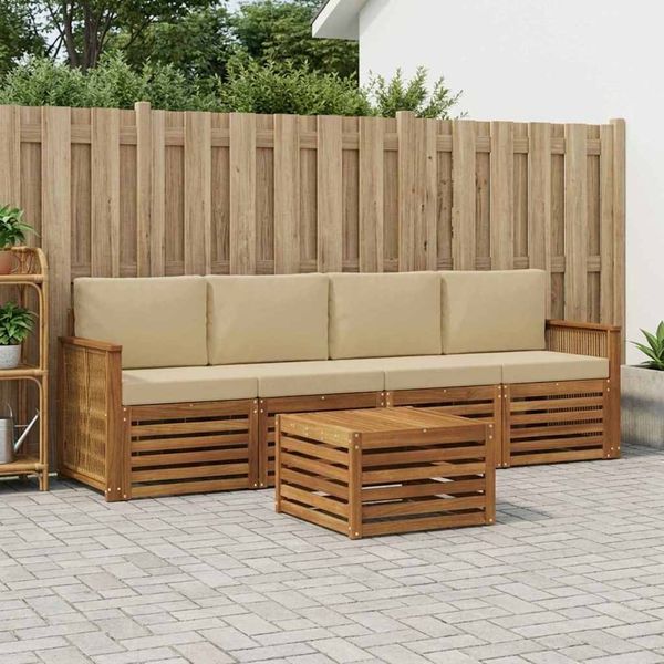 vidaXL Outdoor-Sofagarnitur 5 pcs Natur und Beige Massivholz Akazie 3383999