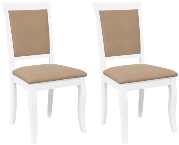 vidaXL Esszimmerstühle mit Kissen 2 Stk. Weiß Massivholz Gummibaum 4102490