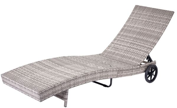 Sonnenliege HWC-D80, Gartenliege Relaxliege Liege, Poly-Rattan ~ grau, Kissen beige Bild 4