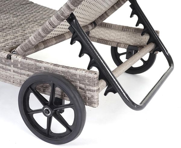 Sonnenliege HWC-D80, Gartenliege Relaxliege Liege, Poly-Rattan ~ grau, Kissen beige Bild 7