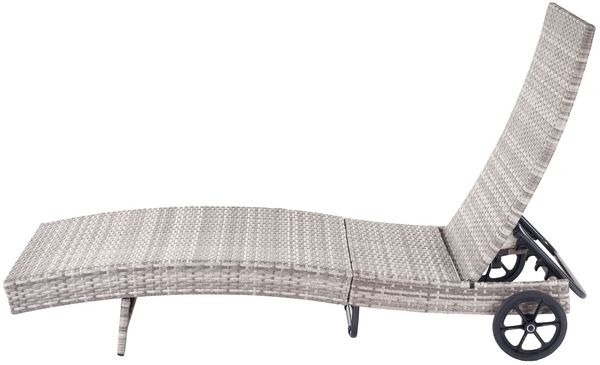 Sonnenliege HWC-D80, Gartenliege Relaxliege Liege, Poly-Rattan ~ grau, Kissen beige Bild 5