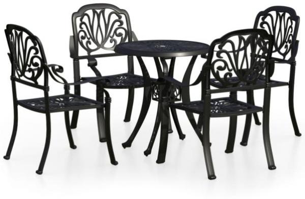 vidaXL 5-tlg. Bistro-Set Aluminiumguss Schwarz 3070599