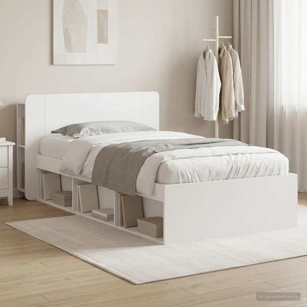 vidaXL Bettgestell mit Stauraum Weiß 90x190 cm Holzwerkstoff 3433334