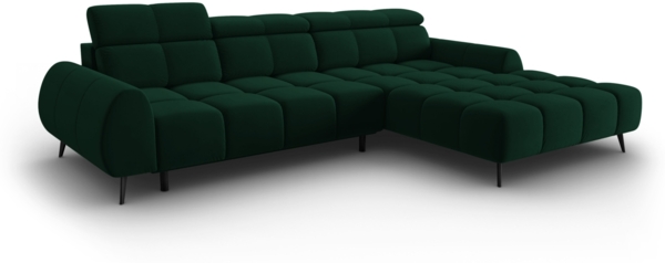Micadoni Ecksofa Alyse 5-Sitzer Rechts Samt Flaschengrün