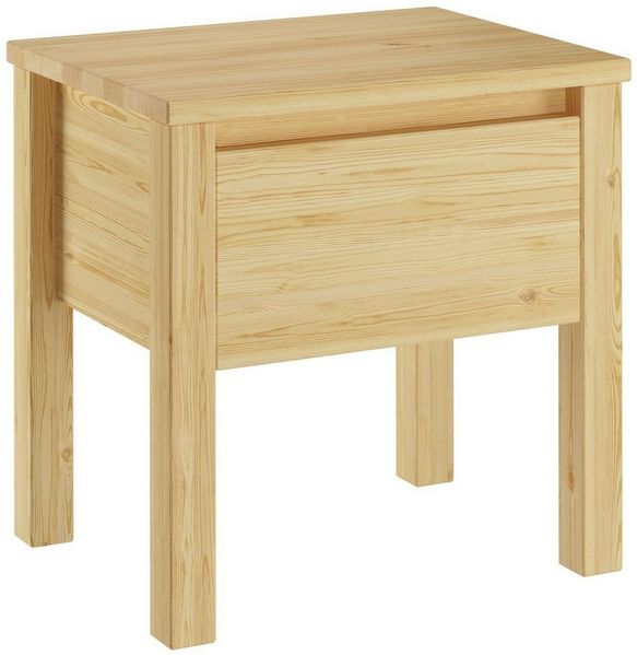 ERST-HOLZ Nachtkommode Nachttisch Kiefer Massiv Bettkommode Nachtschrank mit Schublade, 90.20-K14 - Nachttisch Kiefer farblos lackiert-eine Schublade