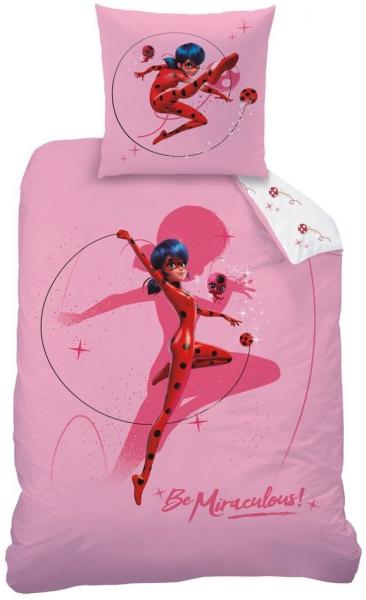 CTI Kinderbettwäsche Mädchen Flanell Bettwäsche Miraculous Ladybug Shadow 135 x 200 cm Biber