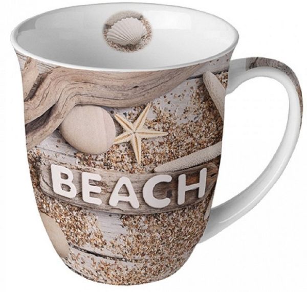 Ambiente Luxury Paper Products Becher Mug, Maritim, Strand, am Meer, Küste Tiere, 1-tlg, Porzellan Strandholz, Kaffee / Tee Tasse Sommer Kollektion