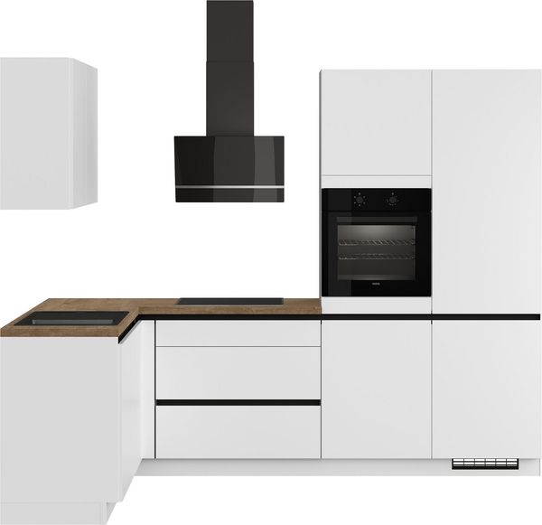 IMPULS KÜCHEN Winkelküche "Dublin", Anti Fingerprint Oberfläche, Schubkästen mit Soft-Close, vormontiert, wahlweise mit E-Geräten, mit Vollauszug, Breite 460 cm