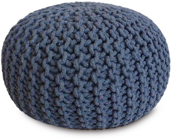 Amagohome Sitzhocker Sitzpouf Strickhocker Pouf Ø45 H30cm Bodenkissen Indoor Baumwolle recy