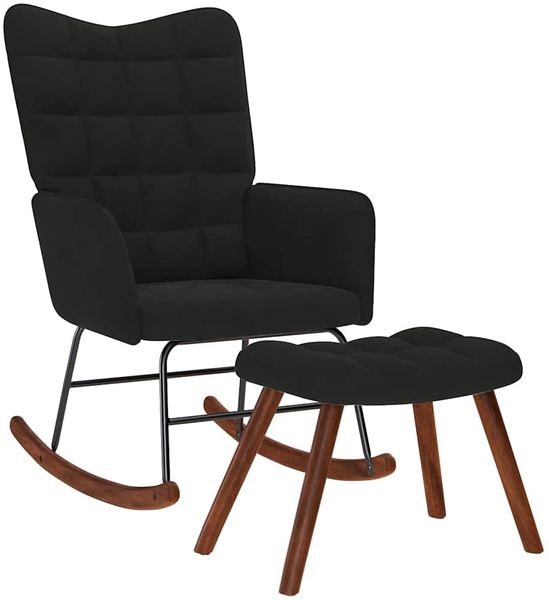 vidaXL Schaukelstuhl mit Hocker Schwarzer Samt 4016849
