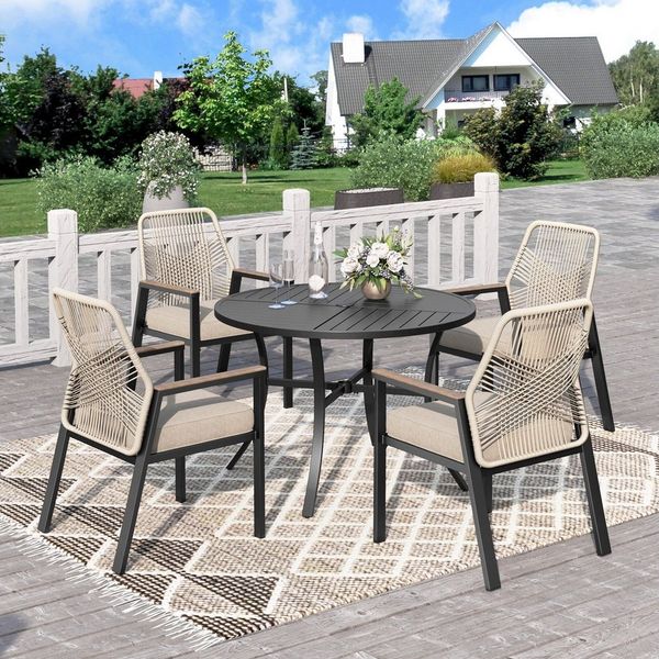 PHI VILLA Garten-Essgruppe, (Gartenmöbel Set Outdoor Balkon Esstisch)