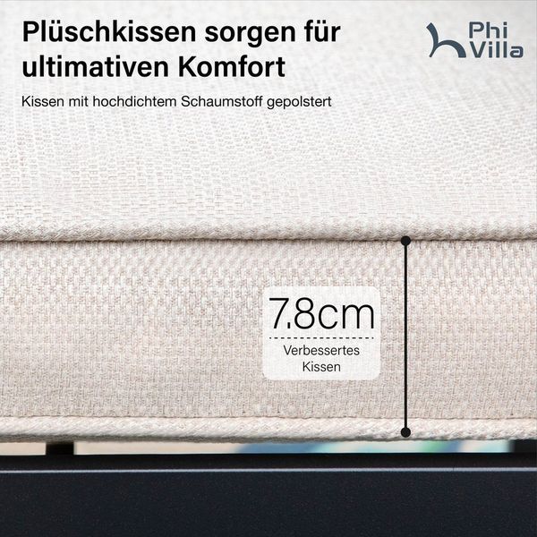 PHI VILLA Garten-Essgruppe, (Gartenmöbel Set Outdoor Balkon Esstisch)